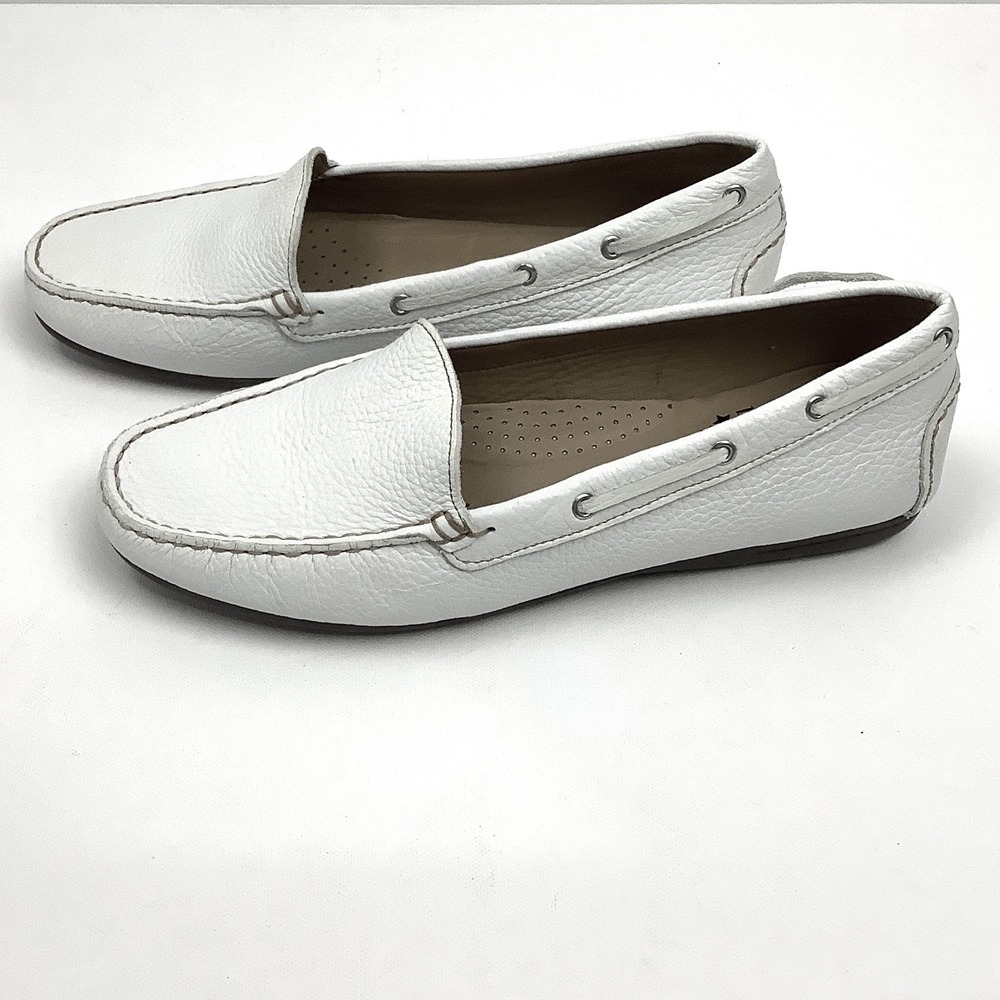 Driver Club USA Cape Cod White Pebbled Leather Driving Moccasins Loafers 9.5
